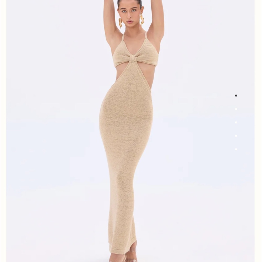 Cream Knit cut-out Maxi Dress